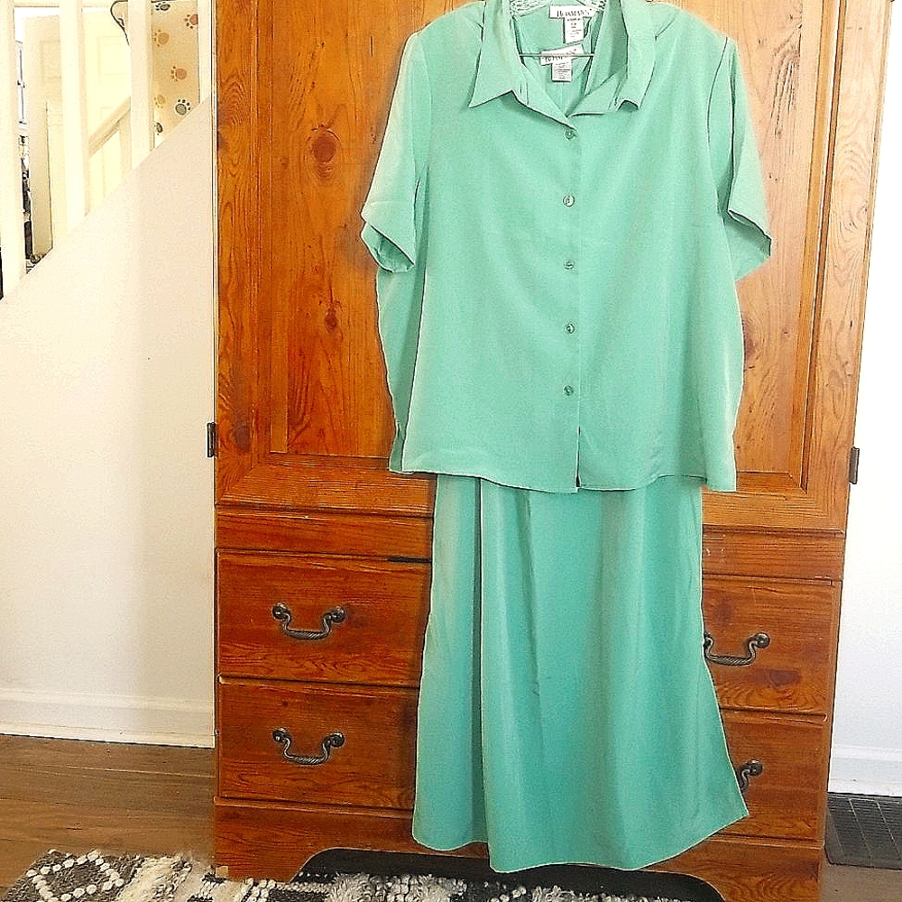 Roaman's Plus Size 2 Pc Dress Suit 20W Pastel Green